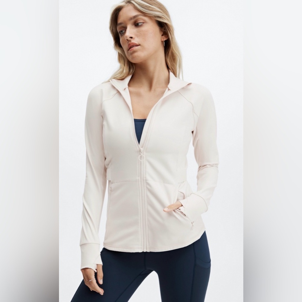 Fabletics Trinity Performance Jacket Cream Zip At… - image 1